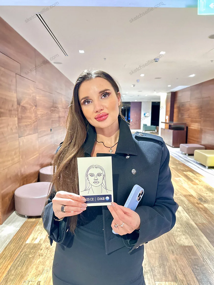 girl holding sketch robot portrait