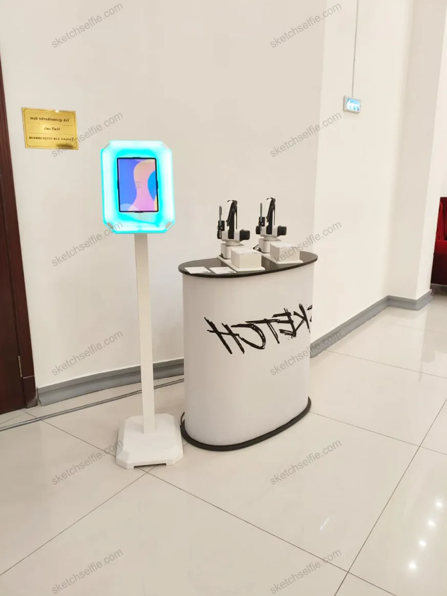 two sketch robots at product presentation